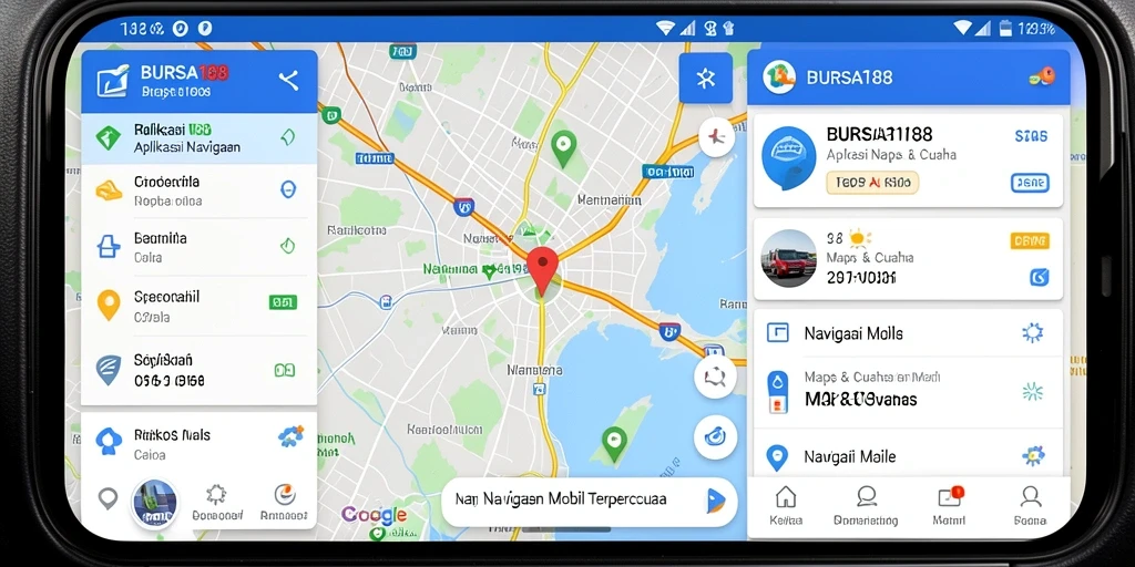Antarmuka aplikasi BURSA188 untuk navigasi mobil yang sederhana.