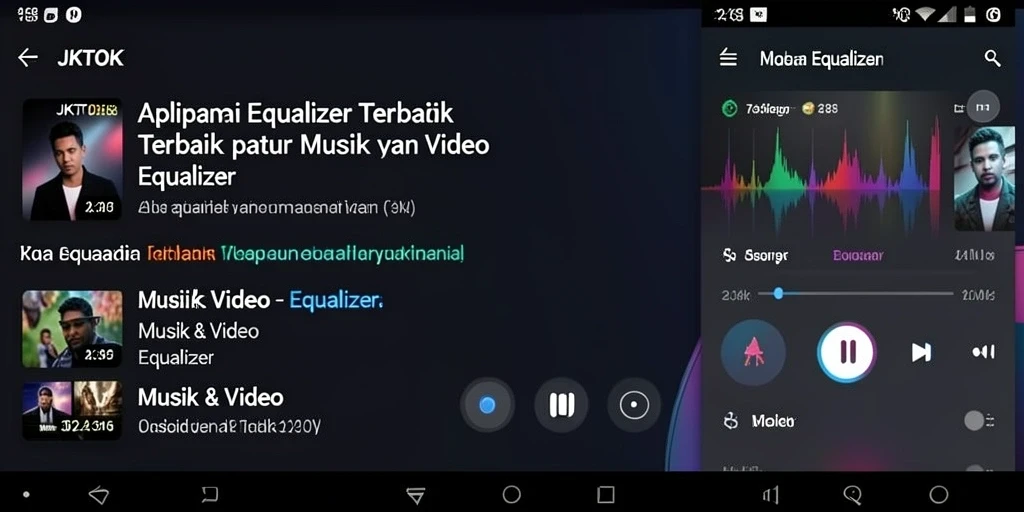 Antarmuka pengguna JKTOK yang menarik dengan fungsi Equalizer yang lengkap.